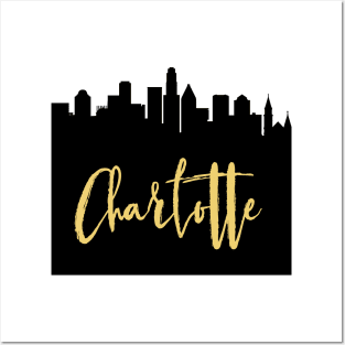 CHARLOTTE NORTH CAROLINA DESIGNER SILHOUETTE SKYLINE ART Posters and Art